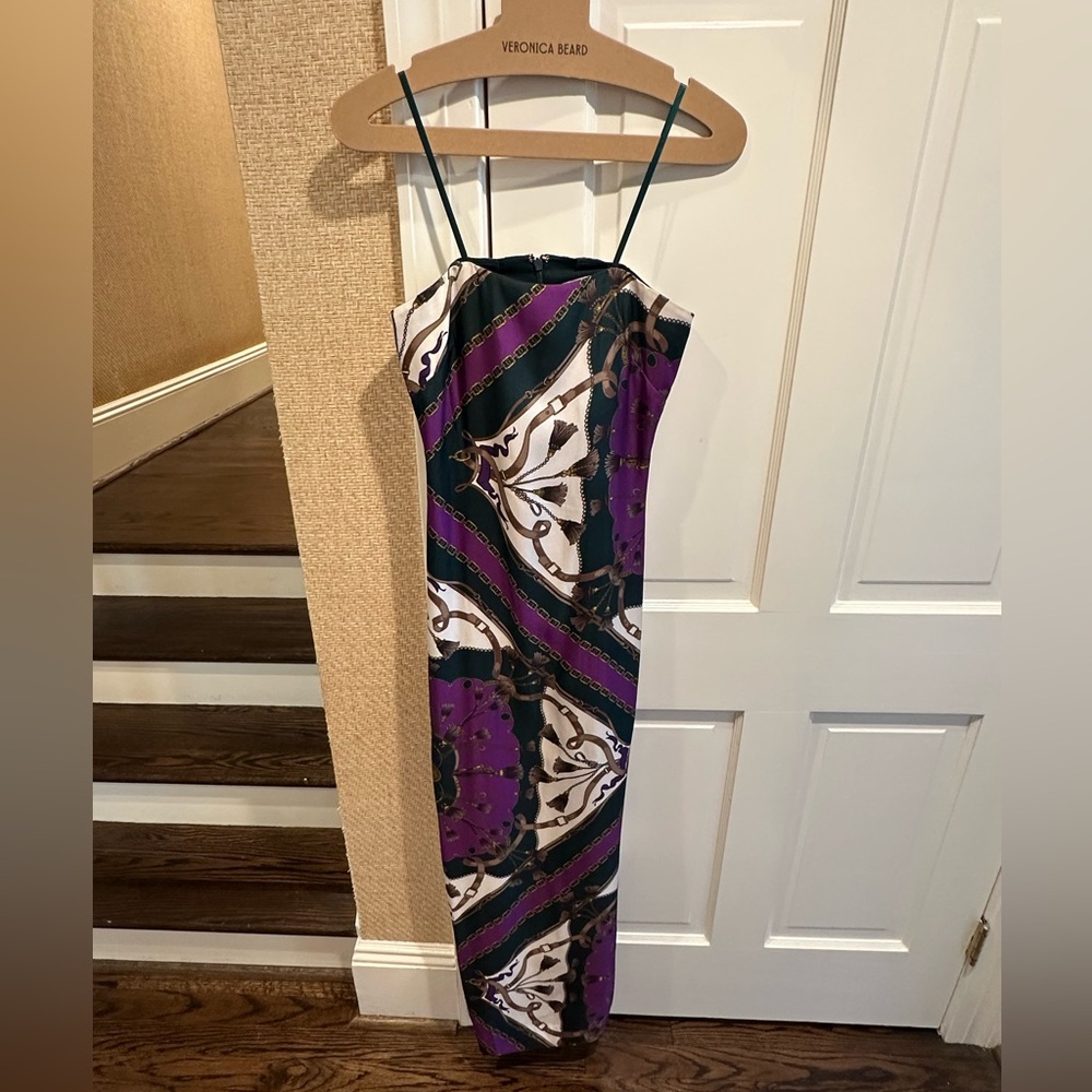 Veronica Beard Strapless Dress in Purple and Black